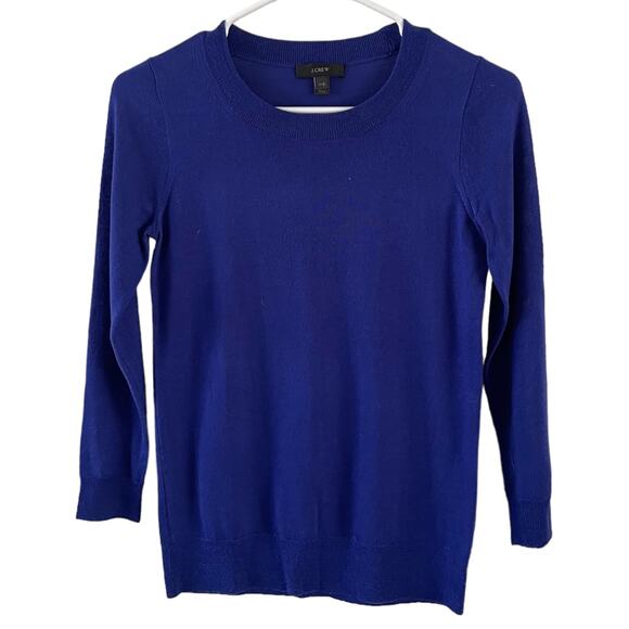 J. Crew Tippi Merino Wool Crewneck Sweater Womens XXS Royal Blue Classic Basic - Picture 1 of 7